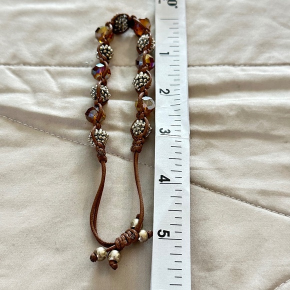2/$15 Brown cord adjustable Golden Rainbow Crystals & beaded bracelet - Picture 6 of 10